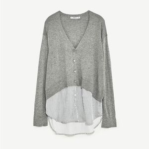 ZARA Knit Combination Long-Sleeved Blouse. Size MED. Great condition!!